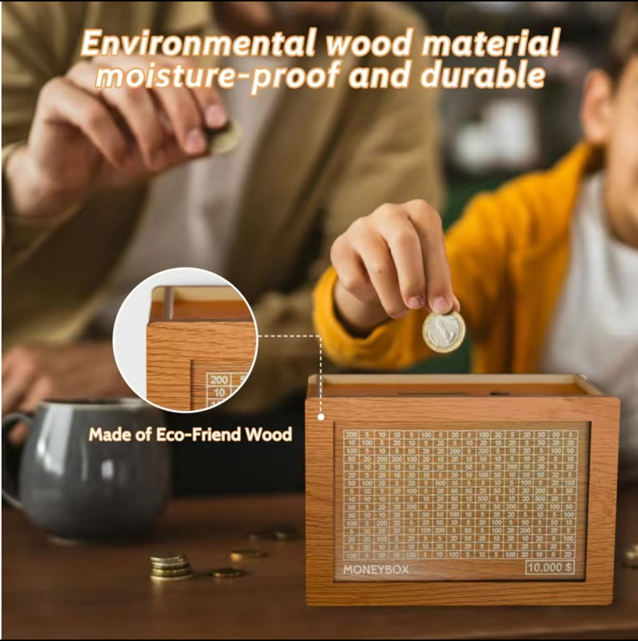 CashTarget Wooden Bank