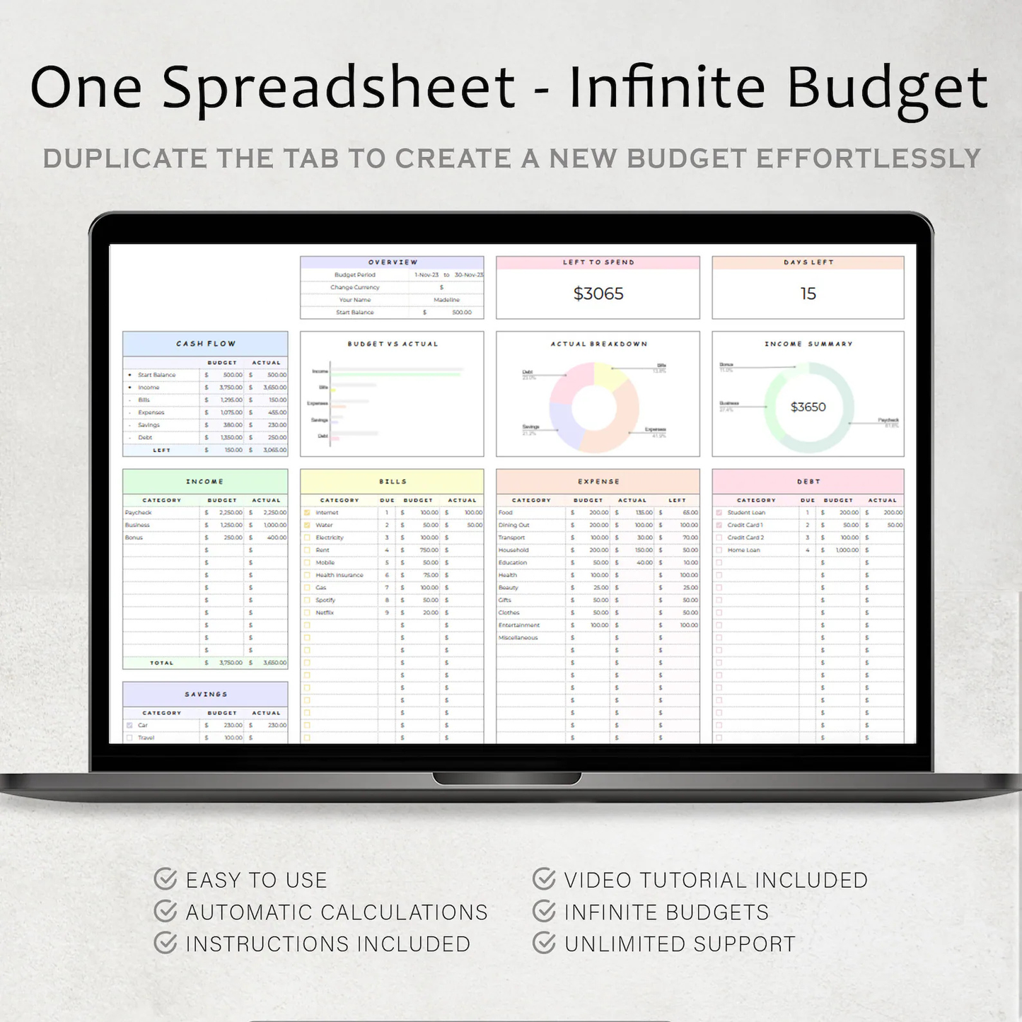 Simple Budget Planner Spreadsheet – Google Sheets & Excel